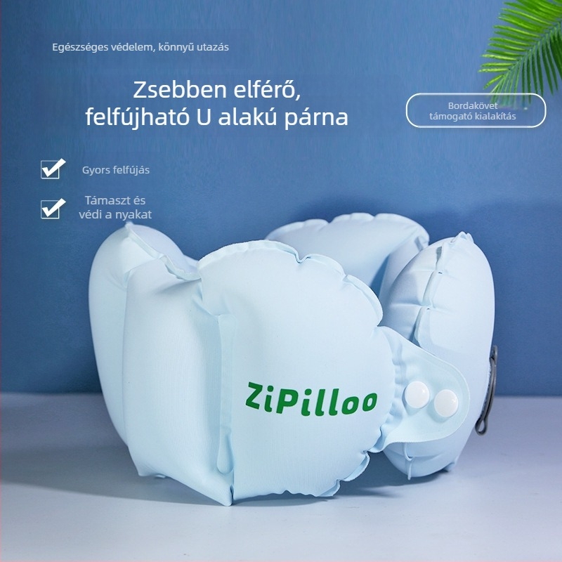 Felfújható U-alakú utazó párna – töltet: levegő, anyaga: Ice Silk, textil, stílus: modern minimalista