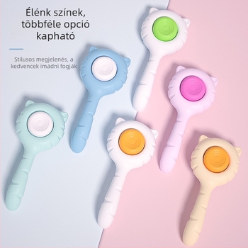 Háziállat fésű bolha- és szőrszedéshez, kutya és macska számára, macskafül alakú fésű, egygombos szőrszedéshez