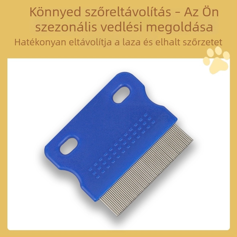 Rozsdamentes acélból készült háziállat-fésű kutyák és macskák számára – hosszú és rövid szőrre, fésű a bolhák ellen finom fogakkal a laza szőr eltávolításához