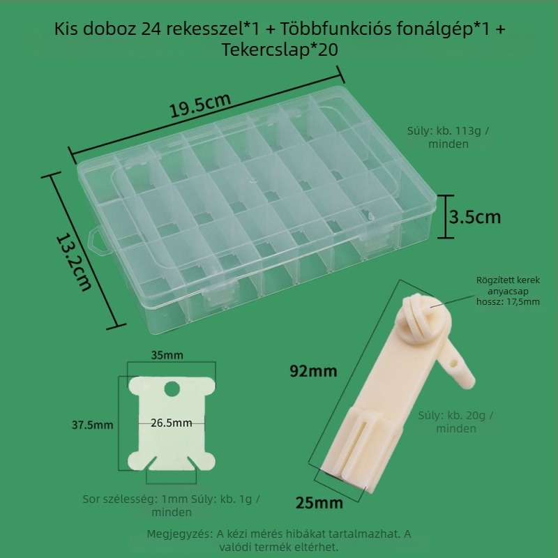 Kézi hajtású bobin tekerő készlet tekerőasztallal és tároló dobozzal keresztszemes fonalakhoz