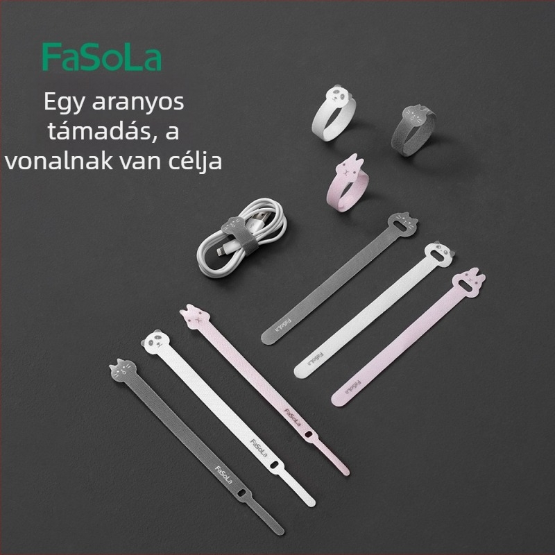 FaSoLa Velcro kábelkezelő – nylon, egyszerű és modern stílus; alkalmas asztali, hálószobai és nappali kábelek rendezésére