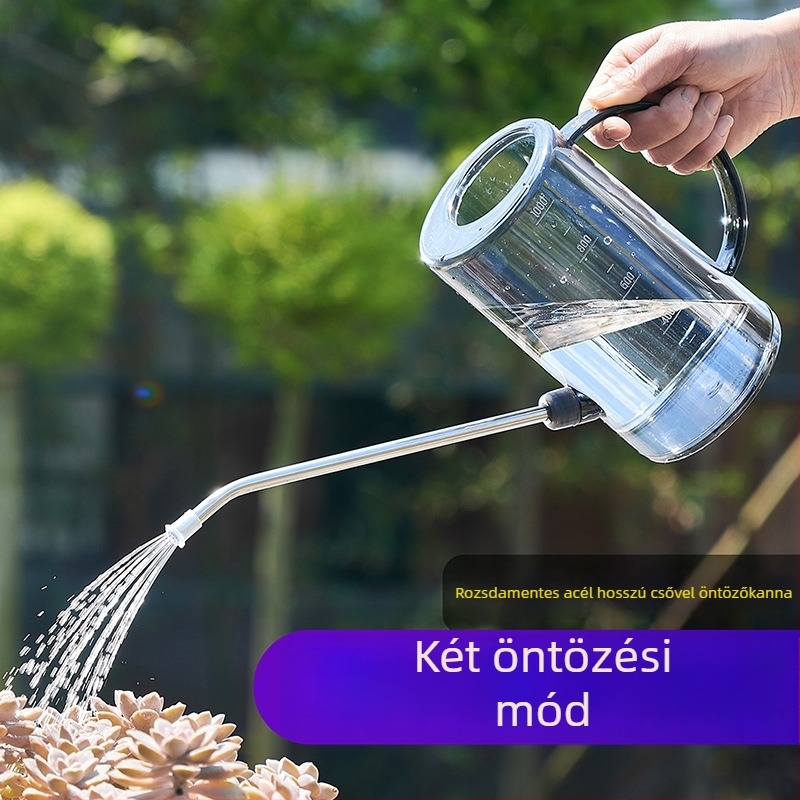 Műanyag öntözőkanna hosszúcsövű, Family Life márka, kapacitás 1L–1.5L, otthoni kertészkedéshez