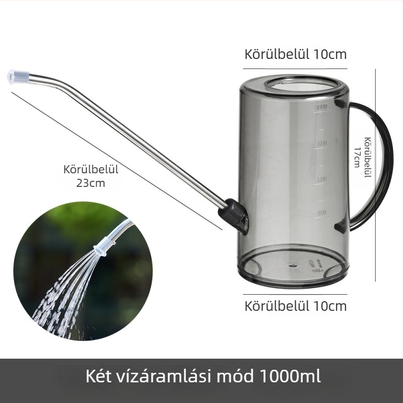 Műanyag öntözőkanna hosszúcsövű, Family Life márka, kapacitás 1L–1.5L, otthoni kertészkedéshez