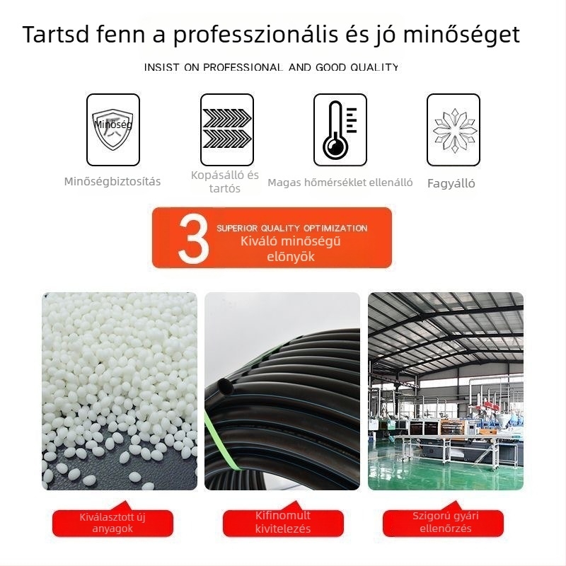 PE öntözőcső készlet gyors csatlakozással, 9/12 PE cső, automatikus öntözés és mikropermetező