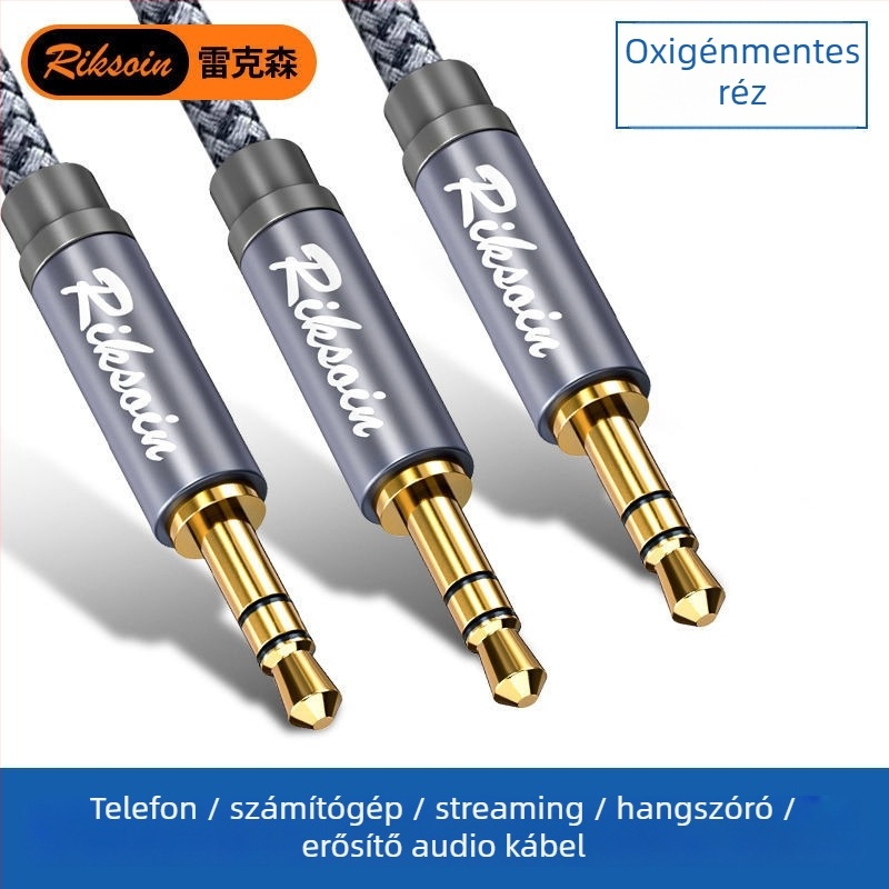 3.5 mm-es audio osztó kábel, 1–2/3 kimenet, aranyozott, oxigéntől mentes réz, általános felhasználásra, CCC