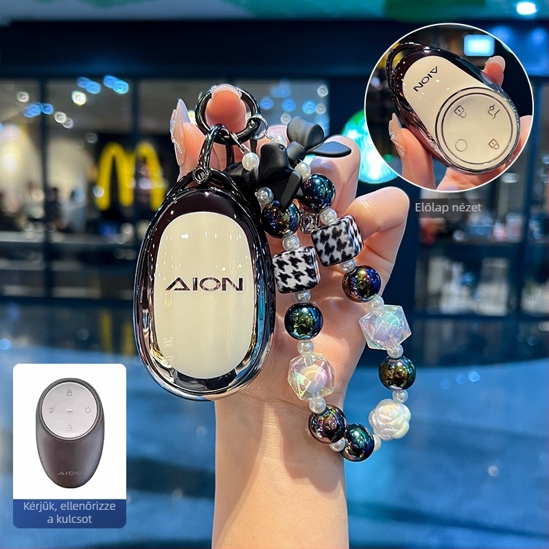 GAC AION V-hez TPU kulcstartó tok Tyrannosaurus Rex mintával, japán-koreai stílus, teljes védelem