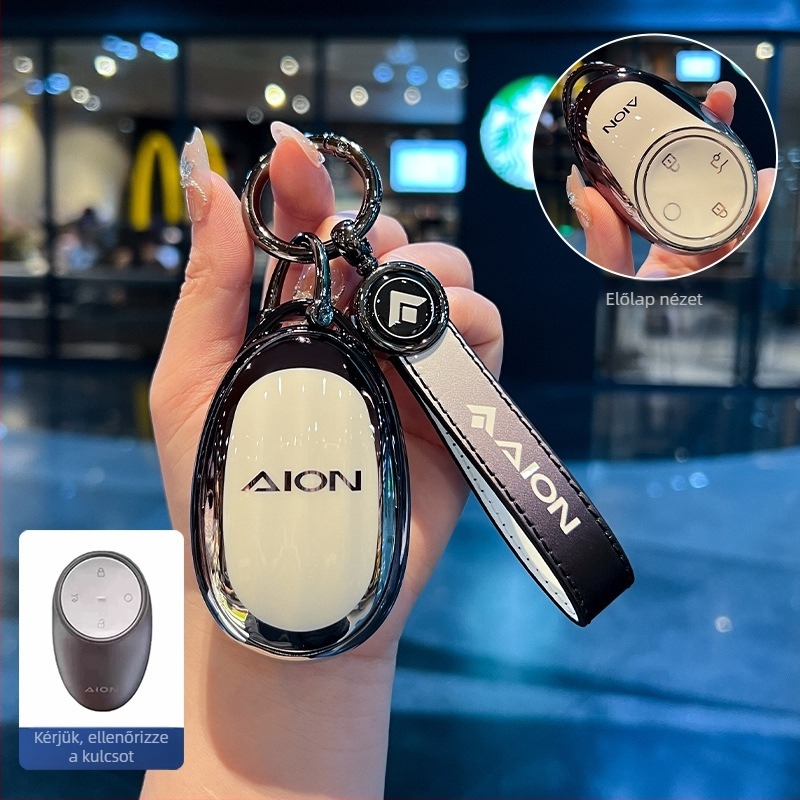 GAC AION V-hez TPU kulcstartó tok Tyrannosaurus Rex mintával, japán-koreai stílus, teljes védelem