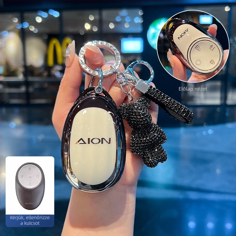 GAC AION V-hez TPU kulcstartó tok Tyrannosaurus Rex mintával, japán-koreai stílus, teljes védelem