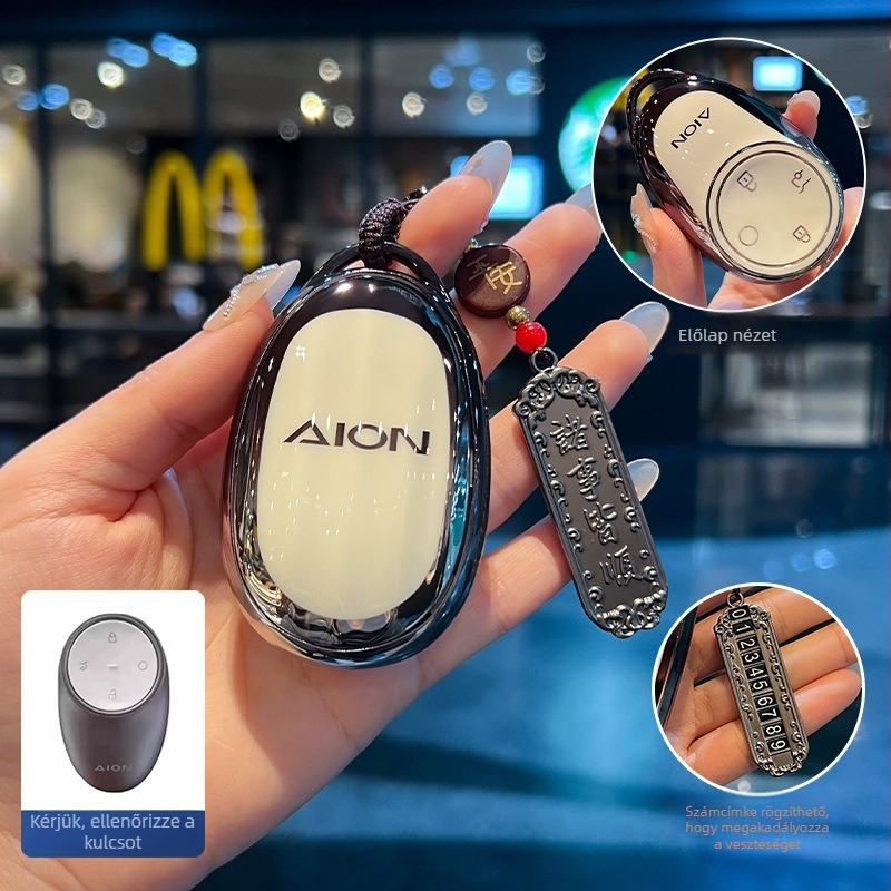 GAC AION V-hez TPU kulcstartó tok Tyrannosaurus Rex mintával, japán-koreai stílus, teljes védelem