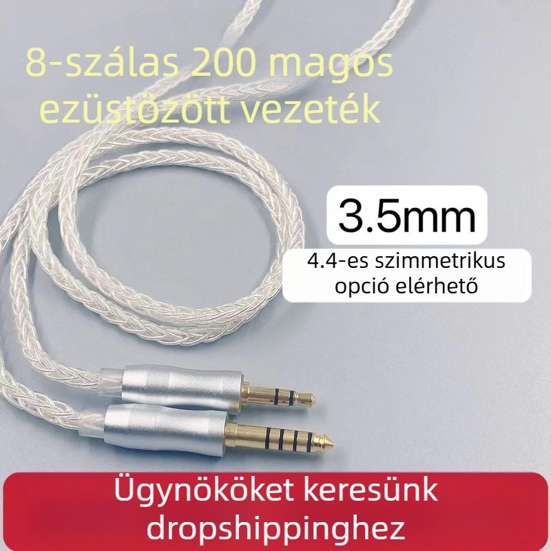 8-szálas fejhallgató-kábel KZ MMCX csatlakozóval, 4,4 mm kiegyensúlyozott