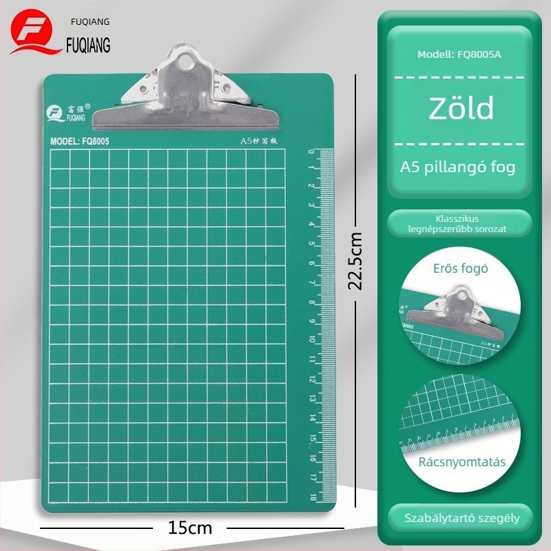Prosperous műanyag A5 íródeszka egy erős egyedi klippel, tabletaklipe 10 cm és pillangóklip 9,5 cm, A5-ös papírméret