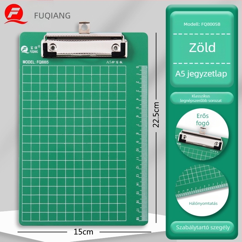 Prosperous műanyag A5 íródeszka egy erős egyedi klippel, tabletaklipe 10 cm és pillangóklip 9,5 cm, A5-ös papírméret