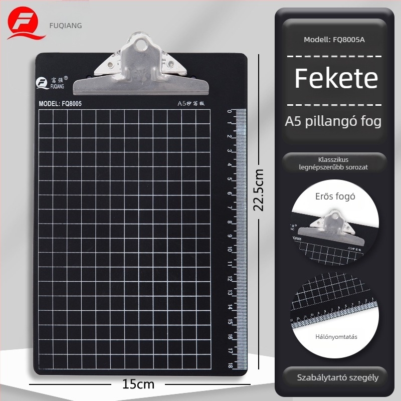 Prosperous műanyag A5 íródeszka egy erős egyedi klippel, tabletaklipe 10 cm és pillangóklip 9,5 cm, A5-ös papírméret