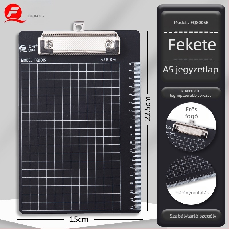 Prosperous műanyag A5 íródeszka egy erős egyedi klippel, tabletaklipe 10 cm és pillangóklip 9,5 cm, A5-ös papírméret