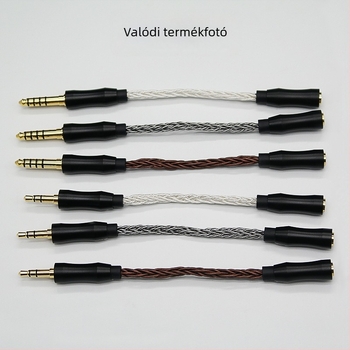 Nyolcszálas egykristályos réz adapterkábel, 2.5 mm balansolt női csatlakozó, 3.5 mm sztereó / 4.4 mm balansolt férfi csatlakozó, audiófil kábel