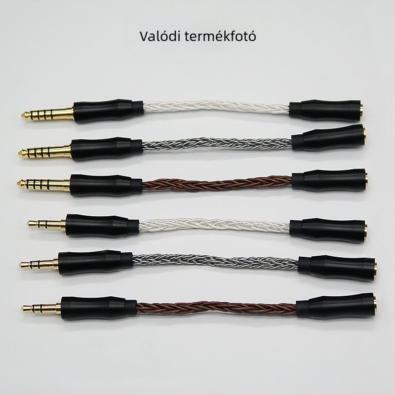 Nyolcszálas egykristályos réz adapterkábel, 2.5 mm balansolt női csatlakozó, 3.5 mm sztereó / 4.4 mm balansolt férfi csatlakozó, audiófil kábel