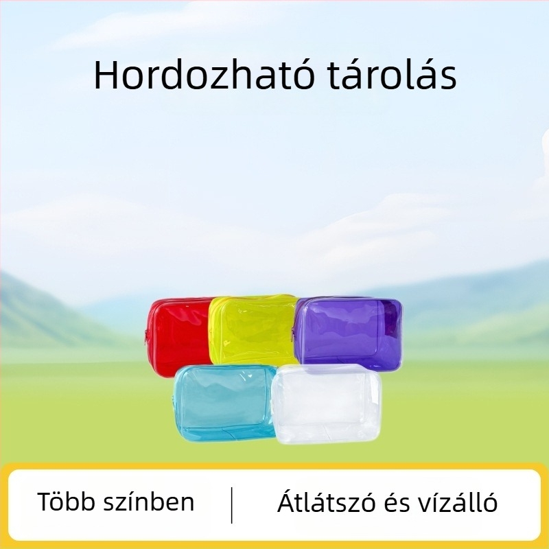 Átlátszó PVC kozmetikai táska, vízálló és könnyű, hordozható utazási szervező cipzárral