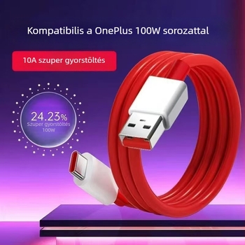 OnePlus 12 USB-C töltőkábel, 100W gyors töltés, Type-C kábel, hossz 1–2 m