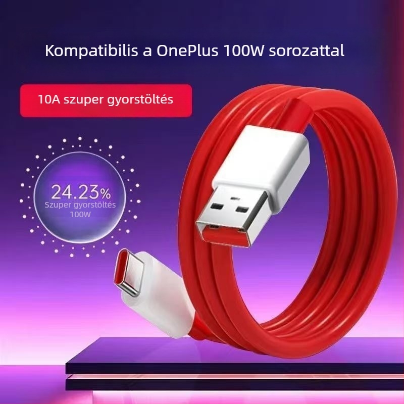 OnePlus 12 USB-C töltőkábel, 100W gyors töltés, Type-C kábel, hossz 1–2 m