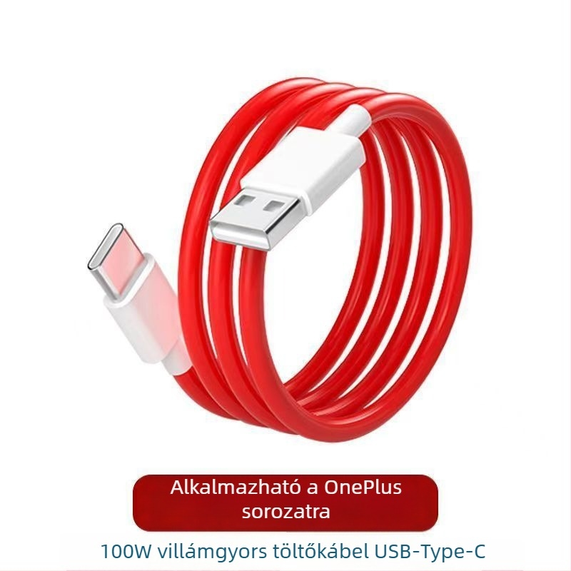OnePlus 12 USB-C töltőkábel, 100W gyors töltés, Type-C kábel, hossz 1–2 m