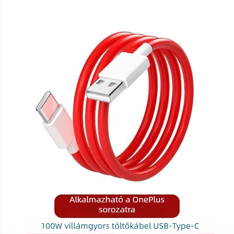 OnePlus 12 USB-C töltőkábel, 100W gyors töltés, Type-C kábel, hossz 1–2 m