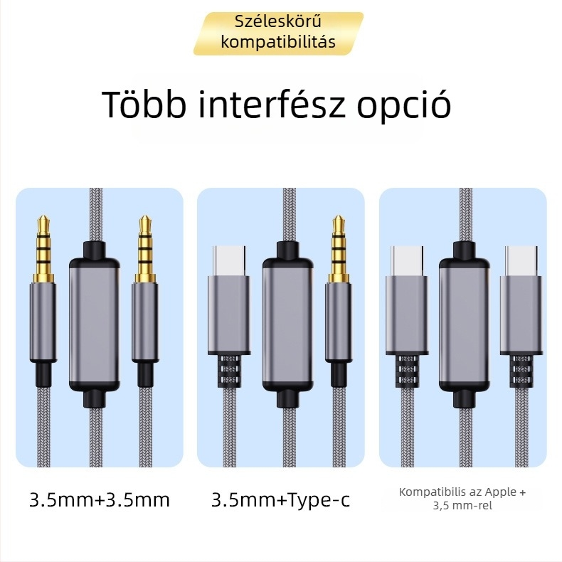 Akinno Type-C 3,5 mm audiokábel mobil eszközökhöz digitális, nagy felbontású hangchip felvételhez és zenehallgatáshoz
