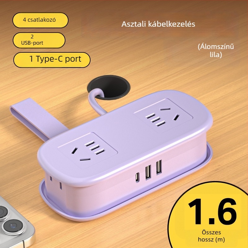 Mini utazó dugaszoló hosszabbító USB töltéssel, hordozható asztali használatra – CCC tanúsított