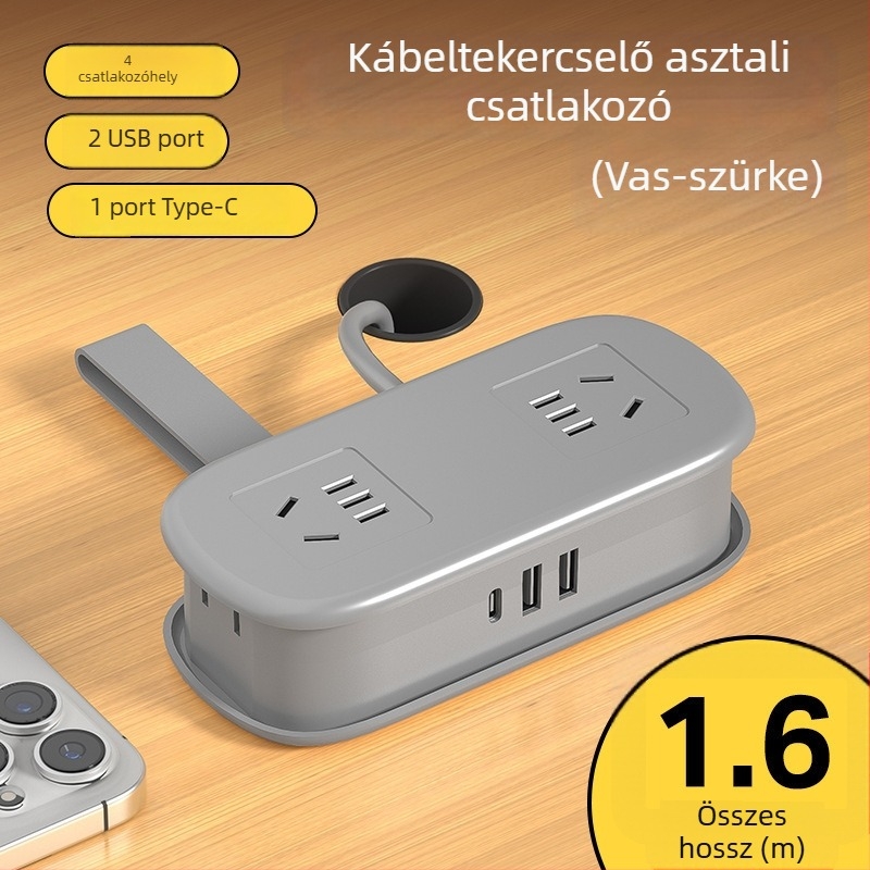 Mini utazó dugaszoló hosszabbító USB töltéssel, hordozható asztali használatra – CCC tanúsított