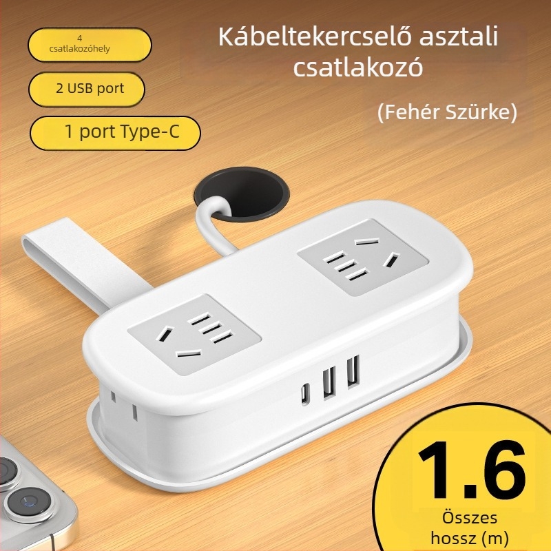 Mini utazó dugaszoló hosszabbító USB töltéssel, hordozható asztali használatra – CCC tanúsított