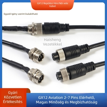 GX12-4P repülőkapcsoló kábel, négyvezetékes GX12 női terminál, réz érintkezők, Haisheng Wire GX16 modell, új energia számára