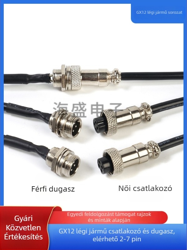 GX12-4P repülőkapcsoló kábel, négyvezetékes GX12 női terminál, réz érintkezők, Haisheng Wire GX16 modell, új energia számára