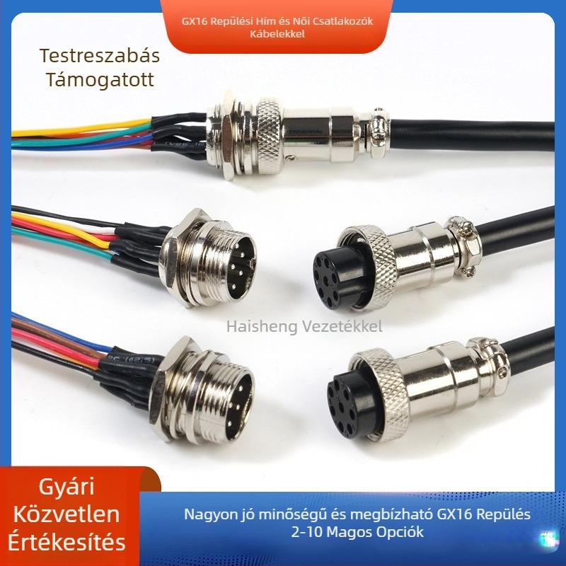 GX12-4P repülőkapcsoló kábel, négyvezetékes GX12 női terminál, réz érintkezők, Haisheng Wire GX16 modell, új energia számára