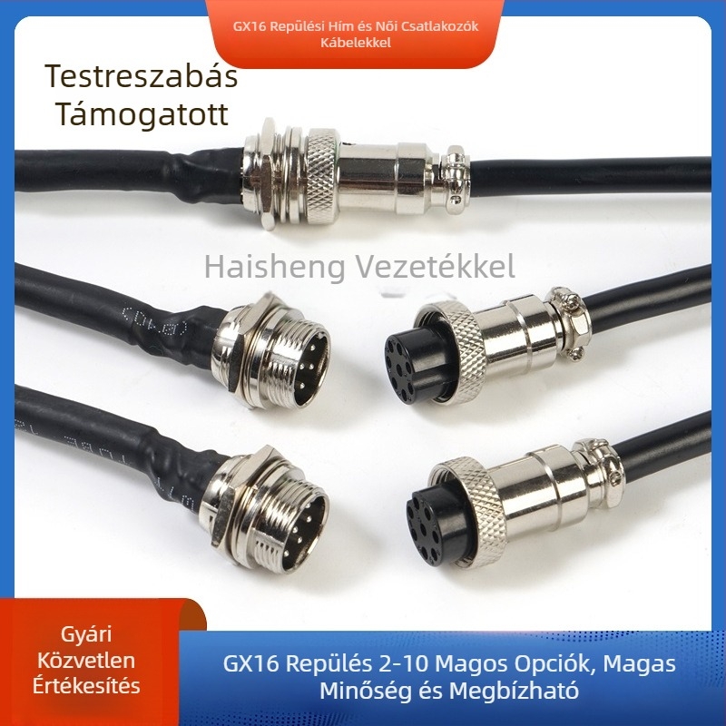 GX12-4P repülőkapcsoló kábel, négyvezetékes GX12 női terminál, réz érintkezők, Haisheng Wire GX16 modell, új energia számára