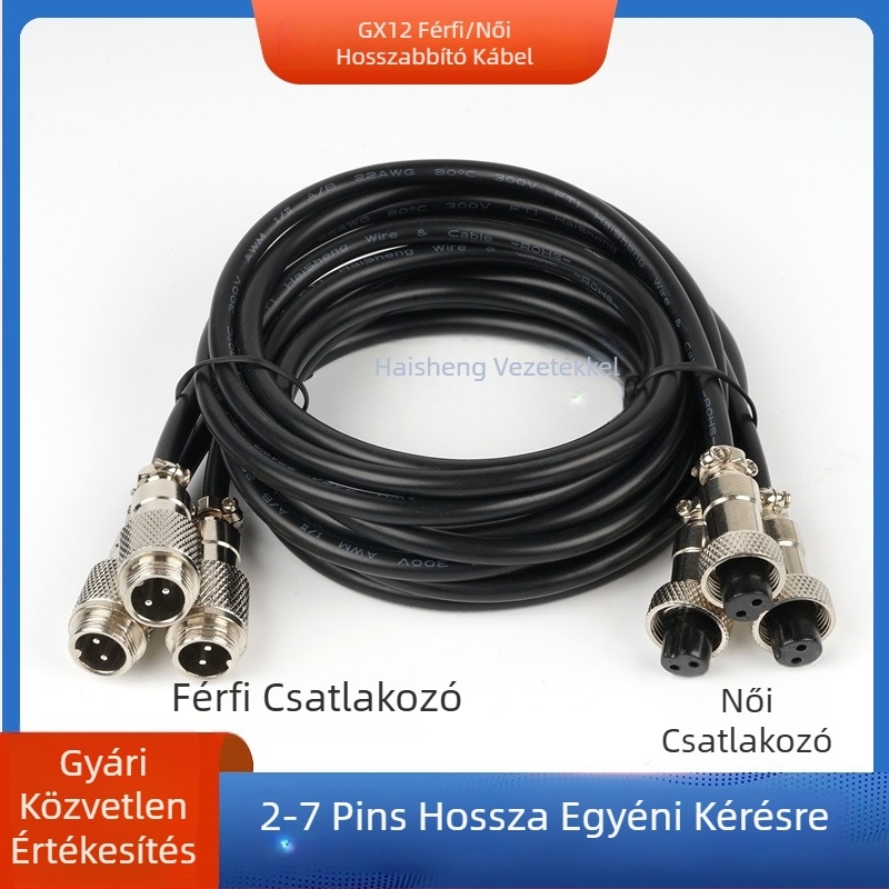 GX12-4P repülőkapcsoló kábel, négyvezetékes GX12 női terminál, réz érintkezők, Haisheng Wire GX16 modell, új energia számára