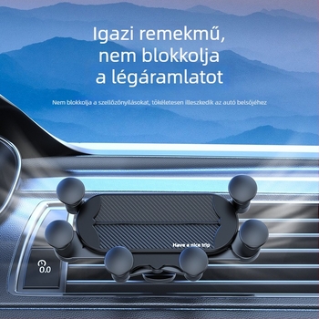 Autós telefon-tartó az autó légkivezetőjéhez, vízszintes és függőleges pozícióban, univerzális minden autóhoz, snap-on rögzítés, modell FQW-ZJ-005