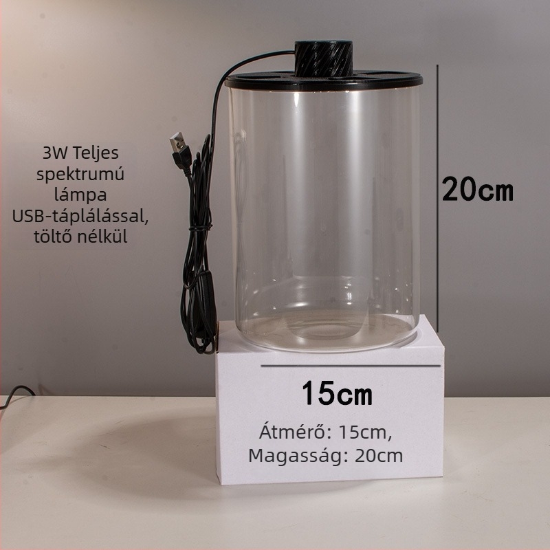 Magas boroszilikát üvegből készült ökológiai palack mikro táj akváriummal – USB növénylámpával – DIY anyag