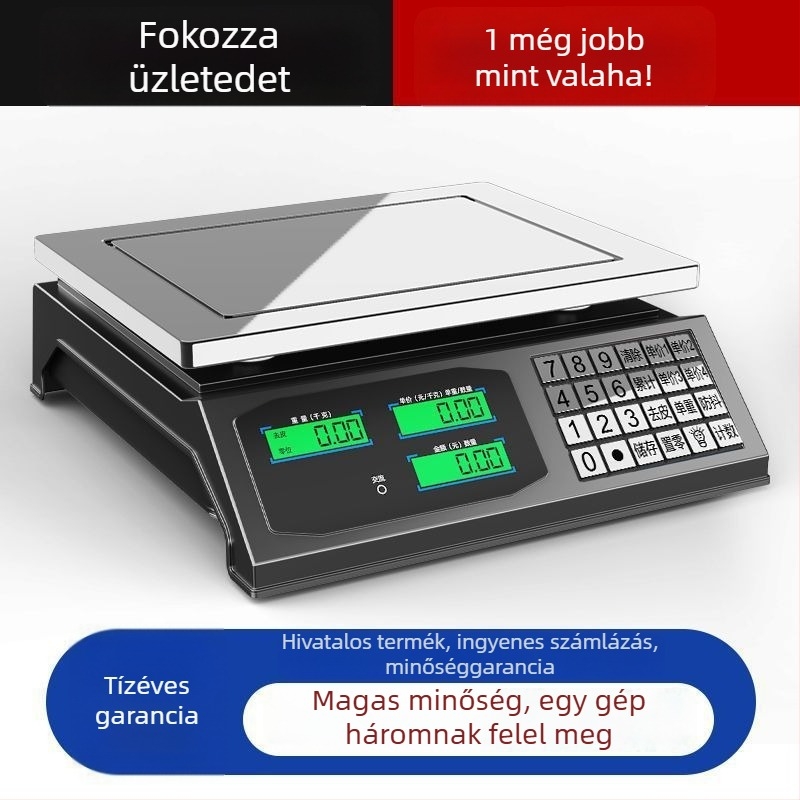 Digitális asztali mérleg zöldséges standokhoz, 30 kg kapacitás, magas pontosság