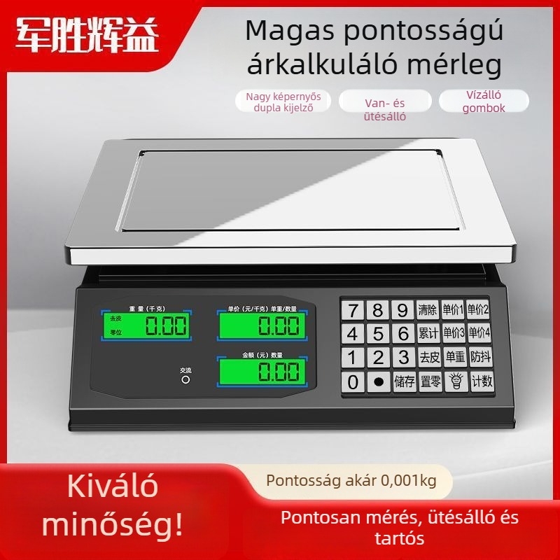 Digitális asztali mérleg zöldséges standokhoz, 30 kg kapacitás, magas pontosság