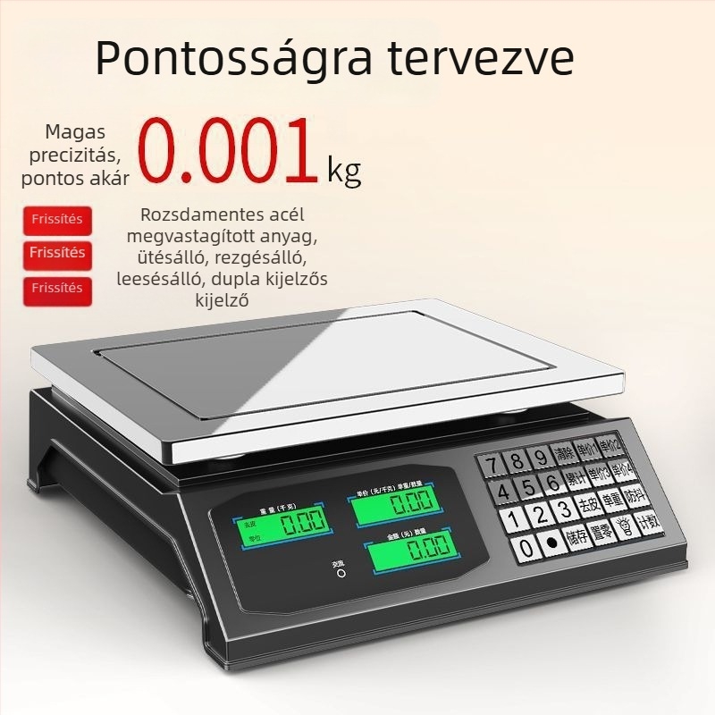 Digitális asztali mérleg zöldséges standokhoz, 30 kg kapacitás, magas pontosság