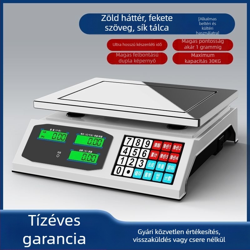 Digitális asztali mérleg zöldséges standokhoz, 30 kg kapacitás, magas pontosság