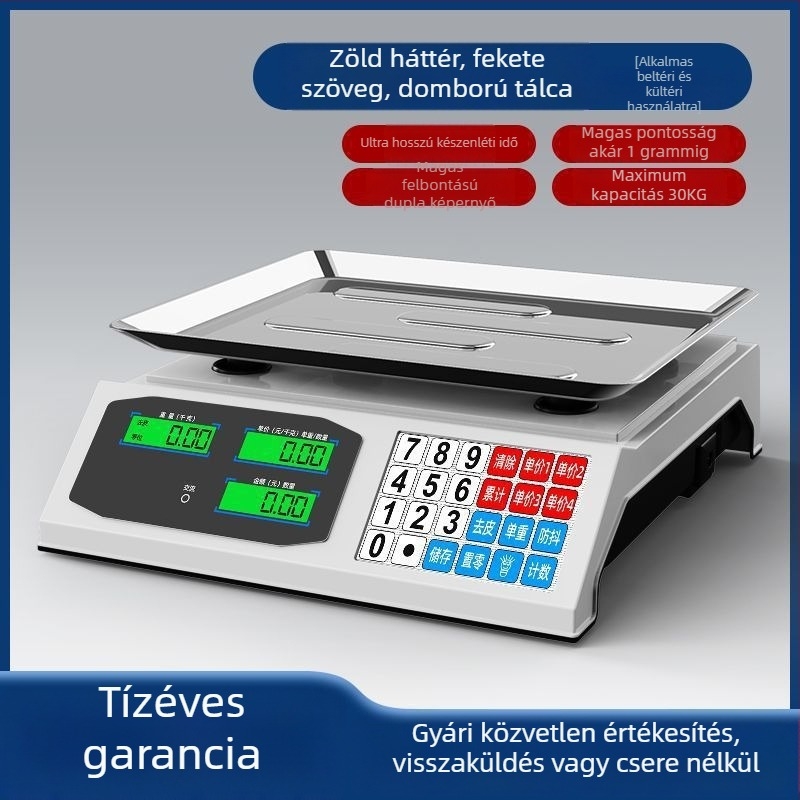 Digitális asztali mérleg zöldséges standokhoz, 30 kg kapacitás, magas pontosság