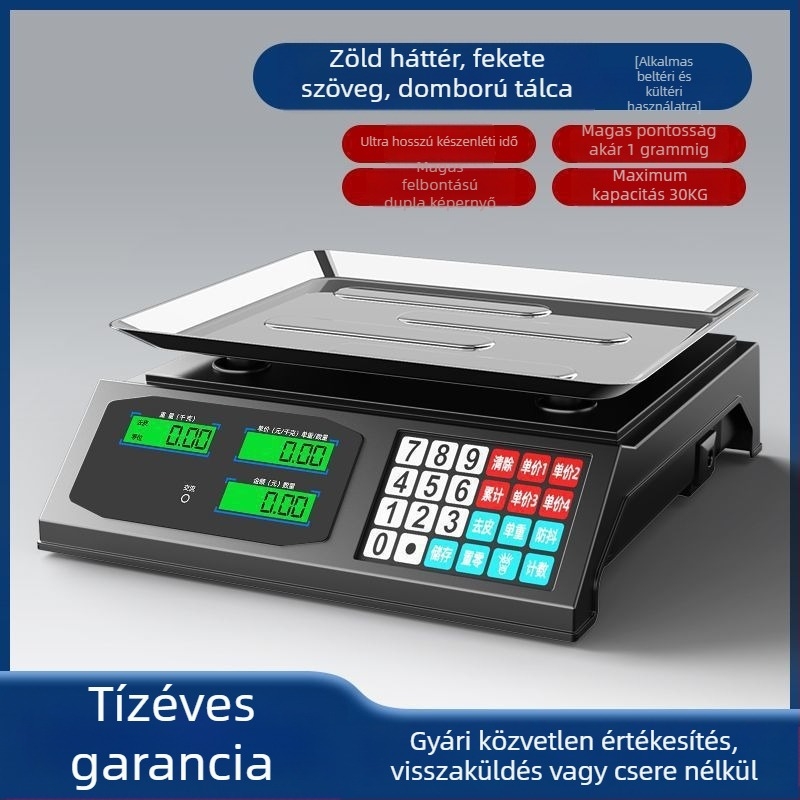 Digitális asztali mérleg zöldséges standokhoz, 30 kg kapacitás, magas pontosság