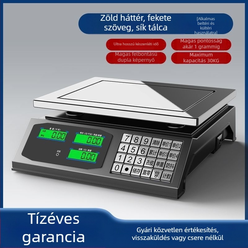 Digitális asztali mérleg zöldséges standokhoz, 30 kg kapacitás, magas pontosság