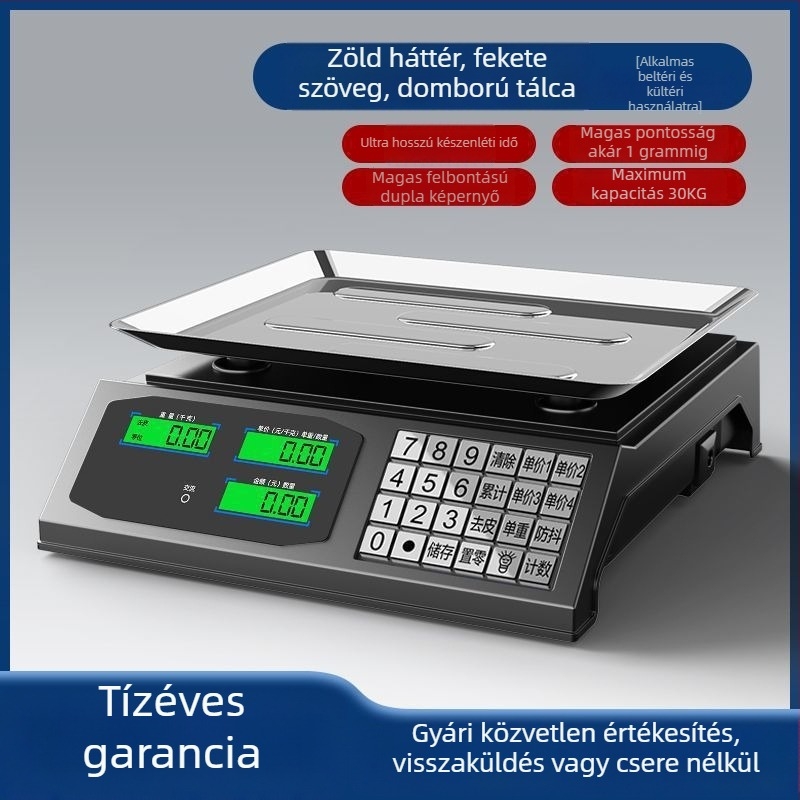 Digitális asztali mérleg zöldséges standokhoz, 30 kg kapacitás, magas pontosság
