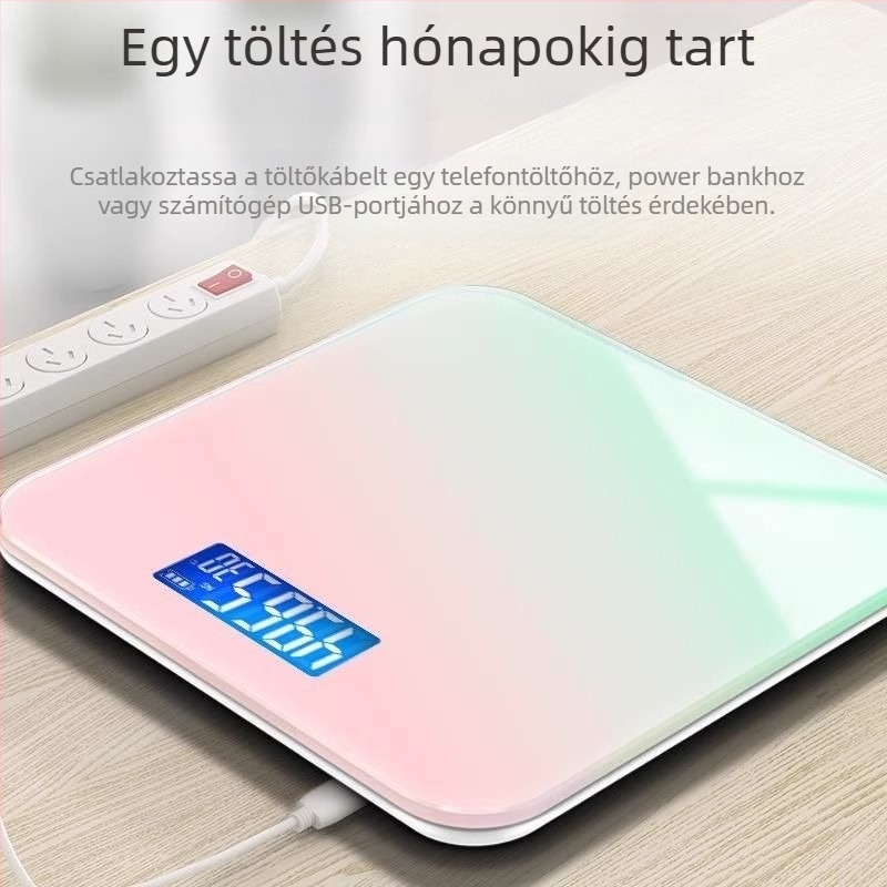 Otthoni, újratölthető digitális testzsírmérő – felnőtteknek, testsúly- és testzsírmérés, intelligens mérleg