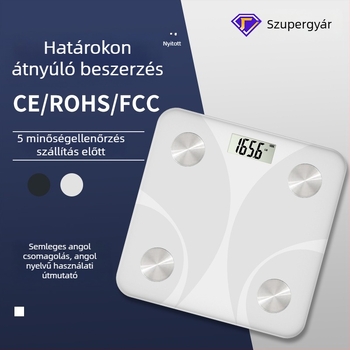 Bluetooth testzsírszámláló – digitális háztartási mérleg USB töltéssel, méri a testsúlyt, a testzsírt, a kalóriákat és a nedvességet, 180 kg-ig