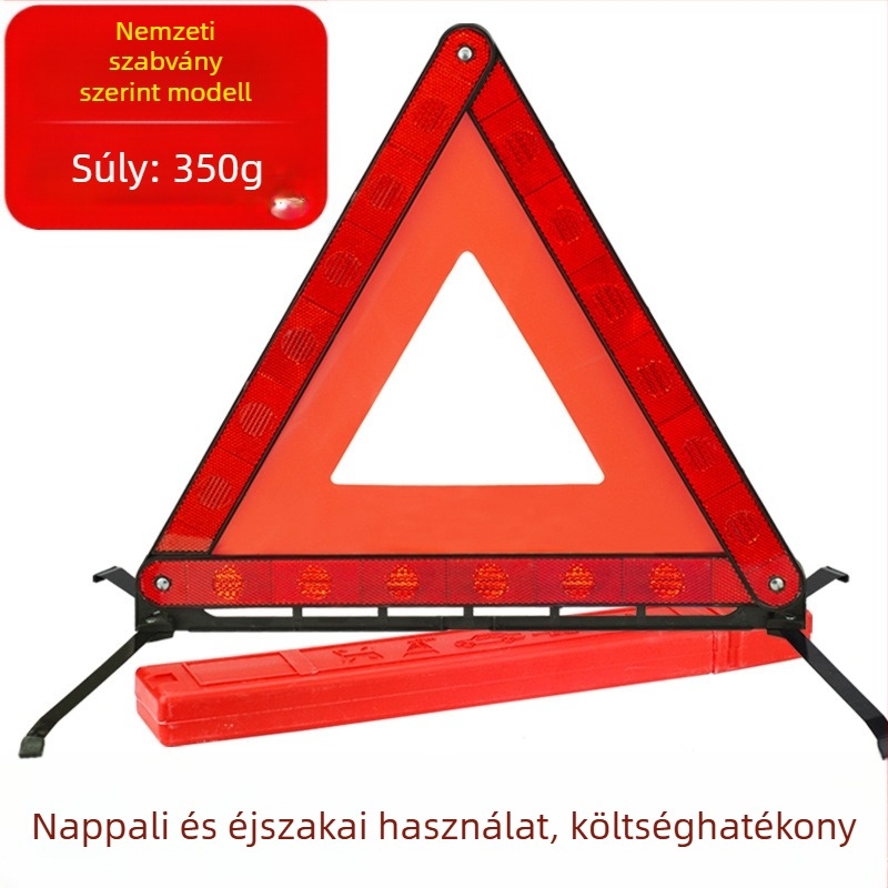 Háromlábú autófigyelmeztető jel, háromszög alakú, reflexiós PVC-ből készült, parkoláshoz