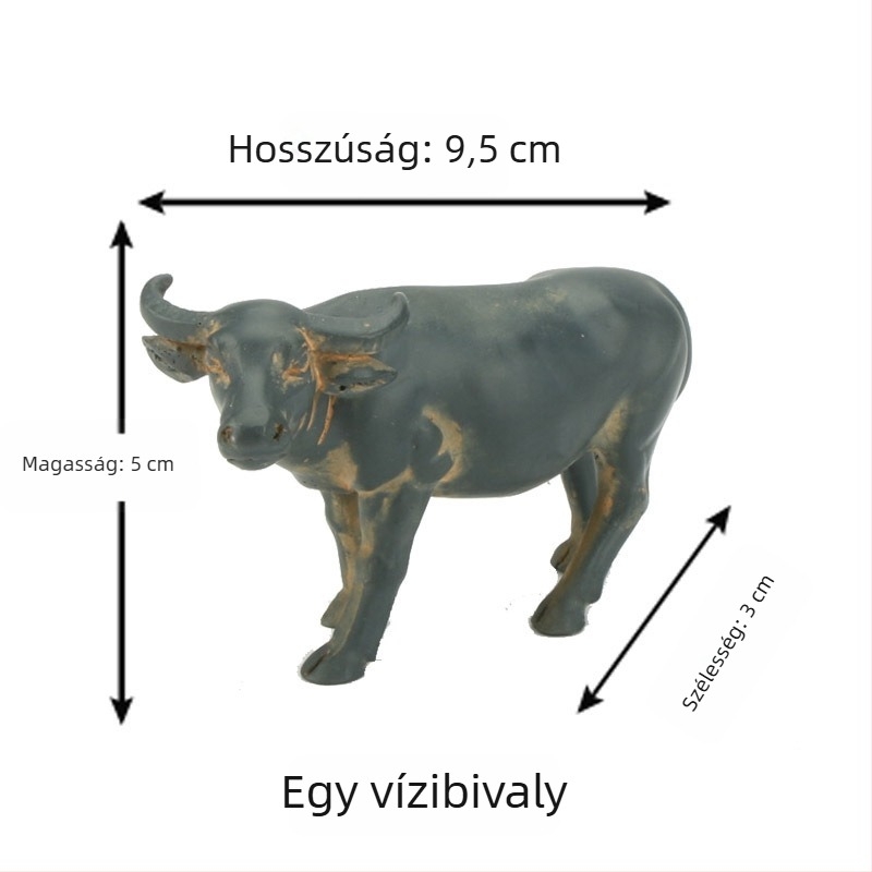Mini tájkép bonsai dísz – pasztorális műgyanta kivitelezés, pásztor ül egy bivalyon, otthoni dekorációhoz