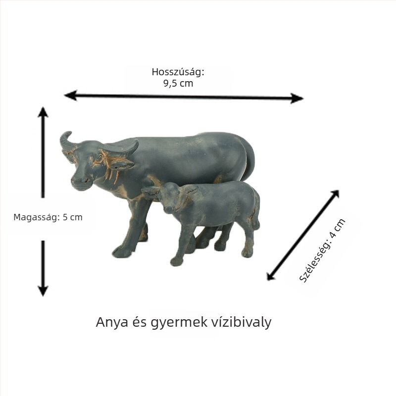 Mini tájkép bonsai dísz – pasztorális műgyanta kivitelezés, pásztor ül egy bivalyon, otthoni dekorációhoz