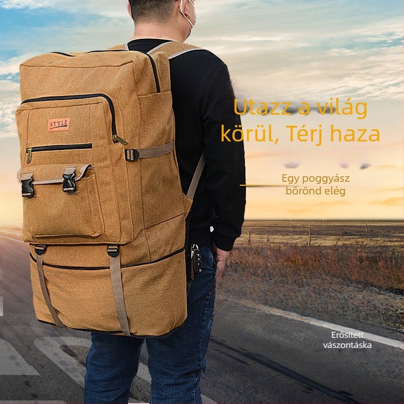 Corduroy külsővel és vászon bélésű utazó hátizsák, uniszex, kerékpározáshoz, nagy kapacitás
